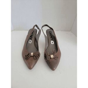 Dkny Women's Taupe Pointed Toe Slingback Eliza Timber Pumps Heels Shoes Size 8.5